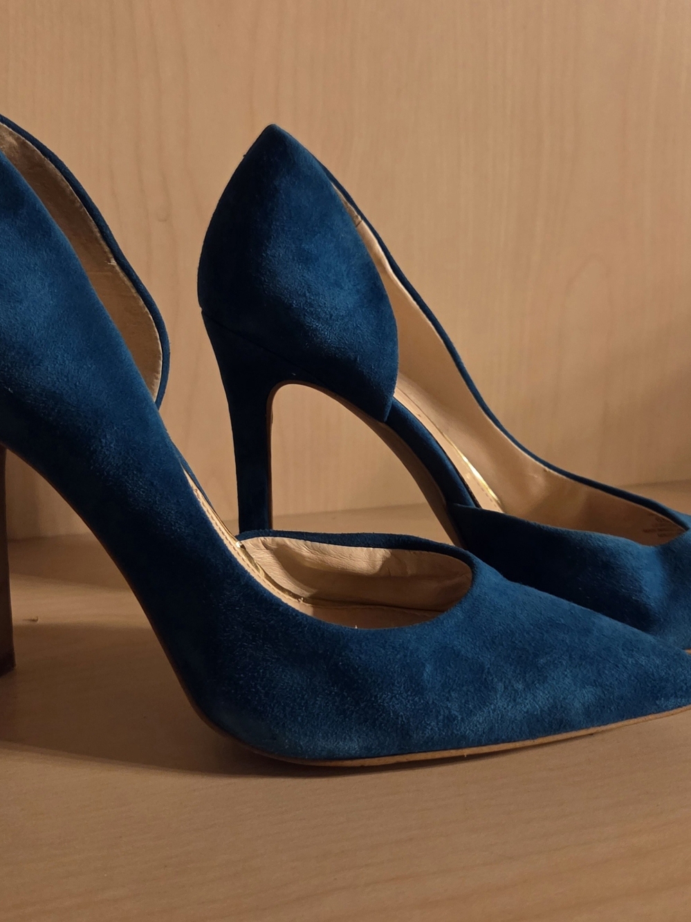 Jessica Simpson Teal Blue Suede Pointed-Toe Stiletto Pumps - Picture 2 of 5